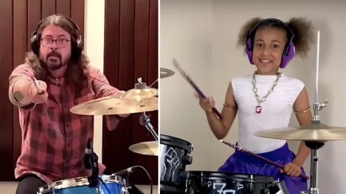 Adorable video de Dave Grohl y niña de 10 años en un duelo de batería
